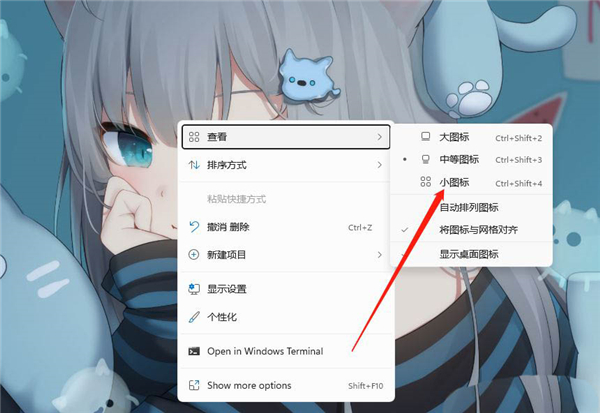 Win11怎么設置桌面軟件小圖標？Win11設置桌面軟件小圖標教程