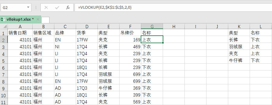 Python中openpyxl實現(xiàn)vlookup函數(shù)的實例