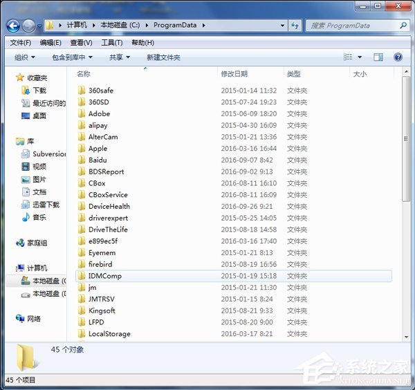 Win7系統如何查找C盤中的ProgramData文件夾？