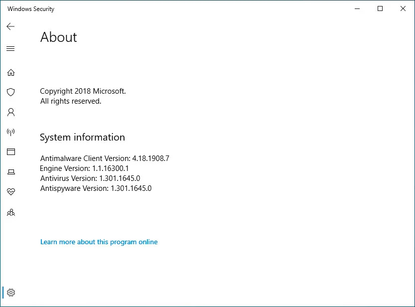 怎么知道Win10電腦中Microsoft Defender版本？