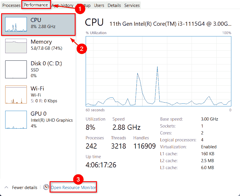 怎么檢查Win11中哪些進(jìn)程占用更多CPU?