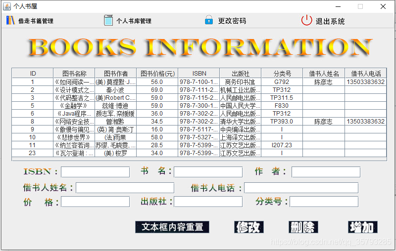 Java+MySQL實(shí)現(xiàn)圖書管理系統(tǒng)(完整代碼)