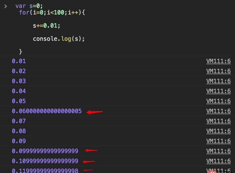 javascript - 在  for 循環中，表達式s+=0.01輸出的s為什么不是等差數列？