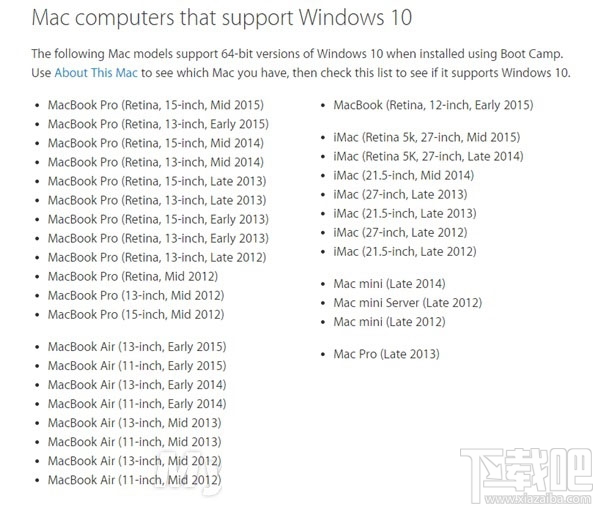 蘋果電腦支持win10嗎?蘋果電腦支持安裝windows 10系統(tǒng)的設(shè)備匯總介紹