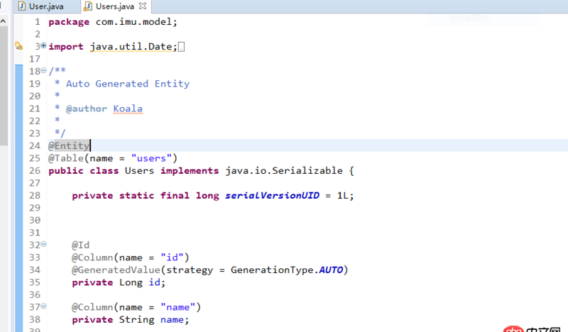 java-ee - 請問這個model類是自動生成的，還是手寫的？