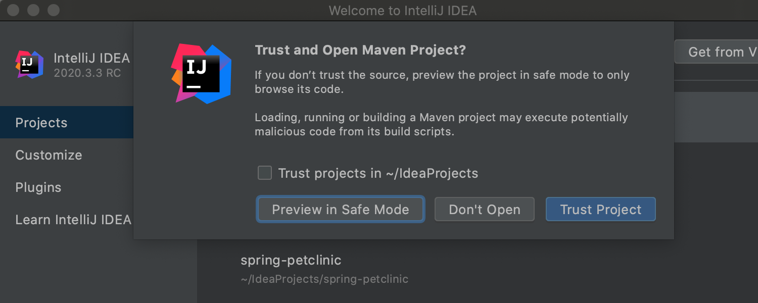 IntelliJ IDEA 2020.3.3現(xiàn)已發(fā)布!新增“受信任項目”功能