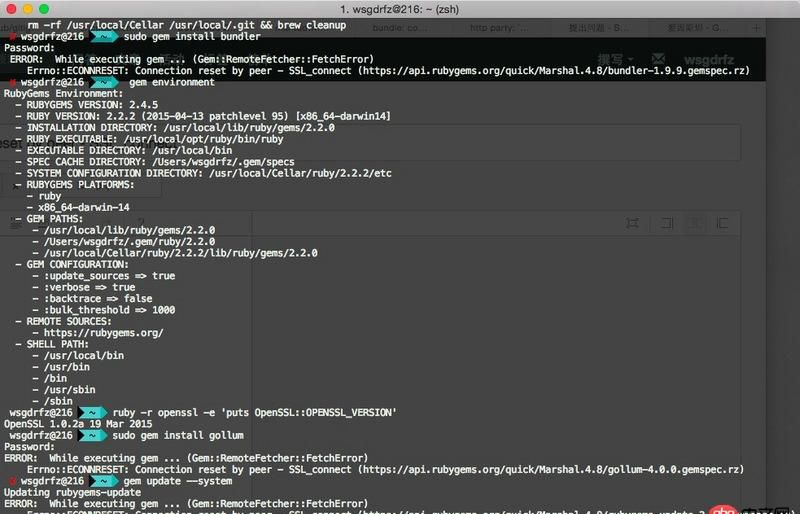 ruby - 使用gem時(shí)出現(xiàn)問(wèn)題 Connection reset by peer - SSL_connect