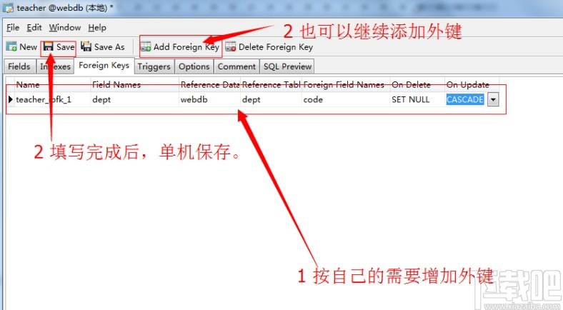navicat for mysql創(chuàng)建外鍵的方法