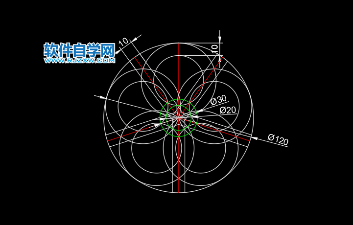 CAD怎么畫(huà)五連花圓形的方法