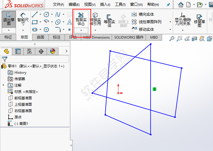 solidworks強(qiáng)勁剪裁怎么使用的方法