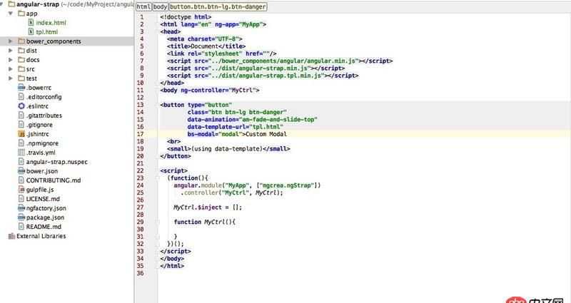 angular.js - Angular-Strap  模態(tài)框(Modal) 報錯