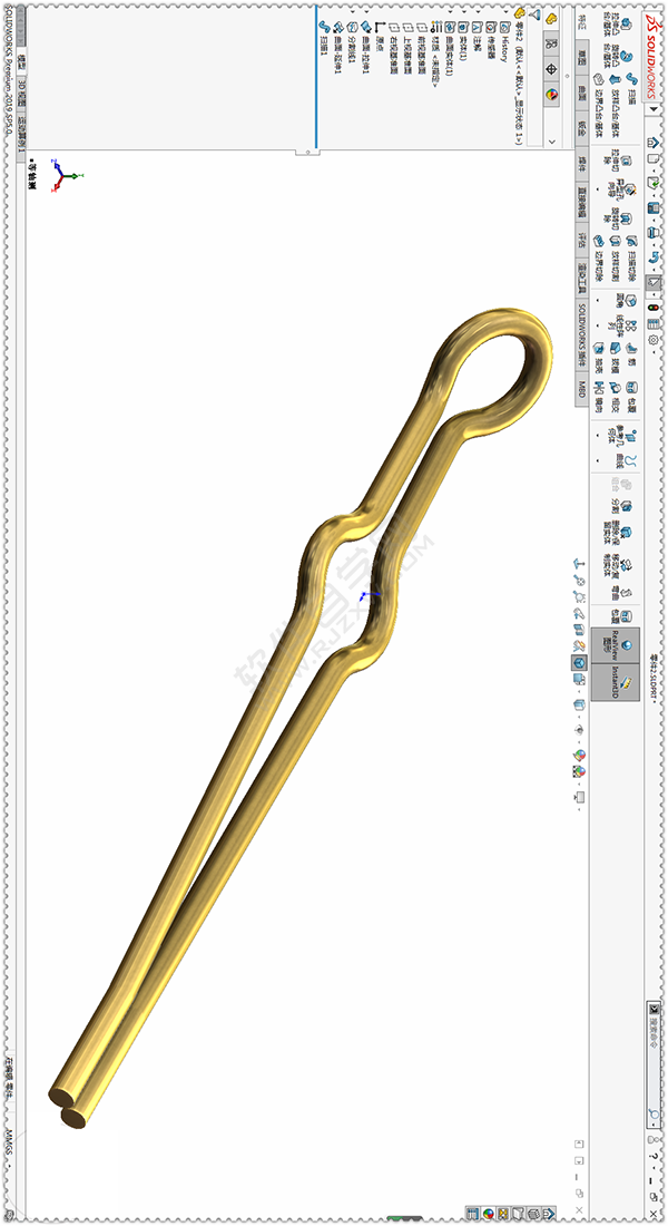 用SolidWorks畫一個夾子，用曲面的方法。