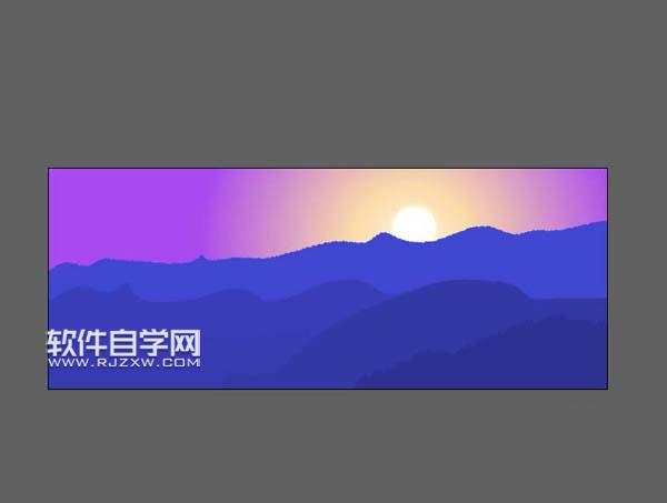 AI怎么設(shè)計夕陽西下的插畫