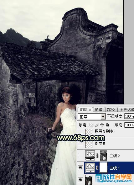 PS給在古建筑拍的婚紗照調(diào)出高對(duì)比霞光色
