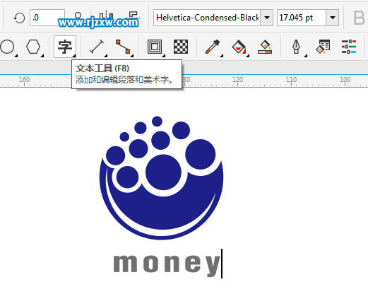 CDRX8制作以圓形為主題的MONEY標(biāo)志